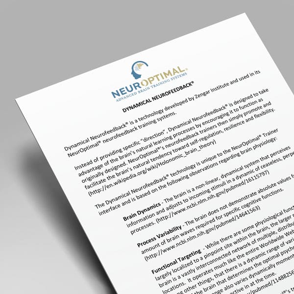 NeurOptimal® Dynamical Neurofeedback technology document explaining brain training benefits.